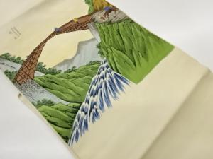 作家物　塩瀬手描き木曽街道六十九次模様名古屋帯